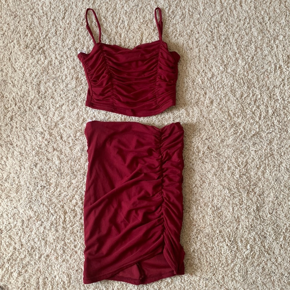 Red / burgundy / maroon two piece outfit / dress from Lulus